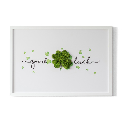 Machový obraz Nápis Good Luck Clover