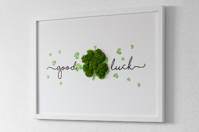 Machový obraz Nápis Good Luck Clover