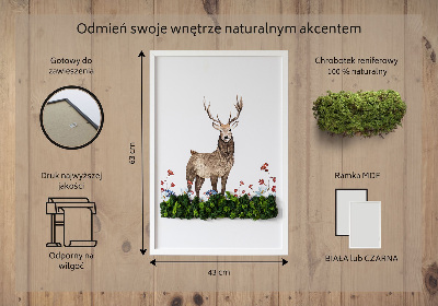 Machový obraz Jeleň medzi kvetmi