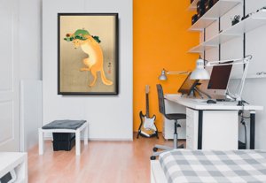 Poster na stenu Tancujúca líška v klobúku od Ohara Koson