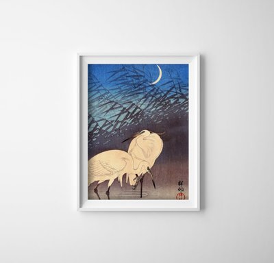 Retro plagát Žeriavy od Ohara Koson
