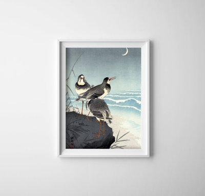 Plagát do obývačky Vlny a polmesiac Ohara Koson Ukiyo