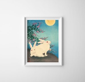 Retro plagát Vintage plagát Ohara Koson Rabbit Ukiyo-e