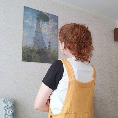 Retro plagát Madame Monet a jej syn Claude Monet