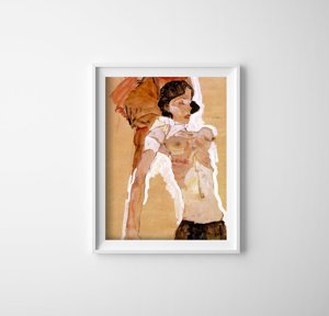 Retro plagát Egon Schiele Semi Nude Ležiaci