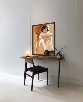 Retro plagát Egon Schiele Semi Nude Ležiaci