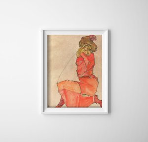 Poster Kľačiaca žena od Egona Schieleho