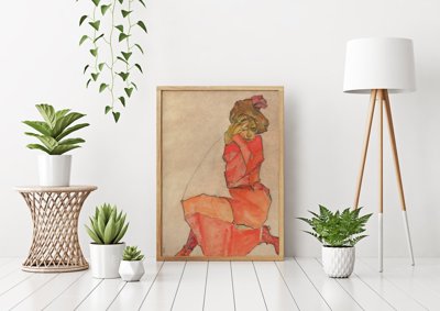 Poster Kľačiaca žena od Egona Schieleho