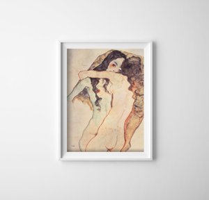 Poster na stenu Dve ženy sa objímajú s Egonom Schielem