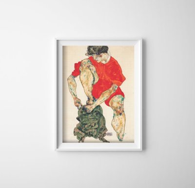Plagát na stenu Modelka v červených šatách Egon Schiele