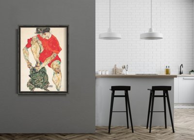 Plagát na stenu Modelka v červených šatách Egon Schiele