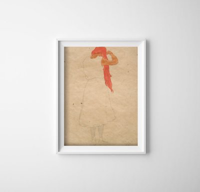 Poster na stenu V stoji pri česaní Egon Schiele