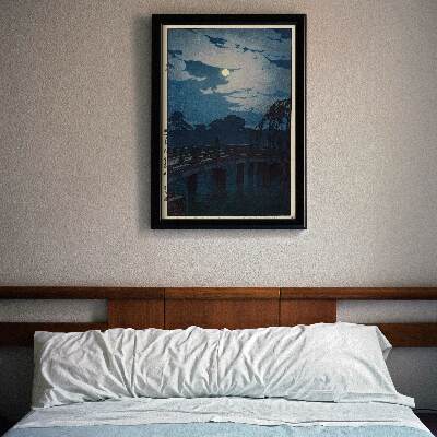 Plakat w stylu vintage Księżyc nad jeziorem
