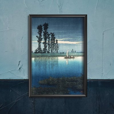 Plagát do izby Večer Ushibori Kawase Hasui