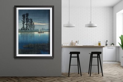 Plagát do izby Večer Ushibori Kawase Hasui