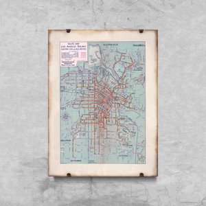 Poster Mapa vlakových a autobusových trás v Los Angeles