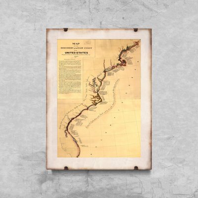 Poster na stenu Mapa objavu východného pobrežia USA
