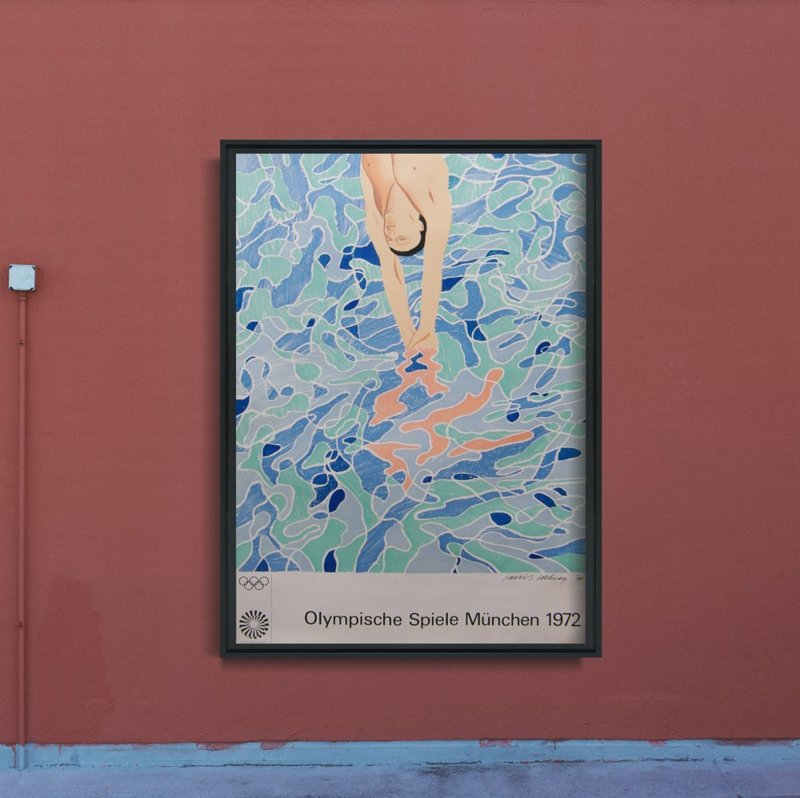 Retro plagát Olympic Diver od Davida Hockneyho