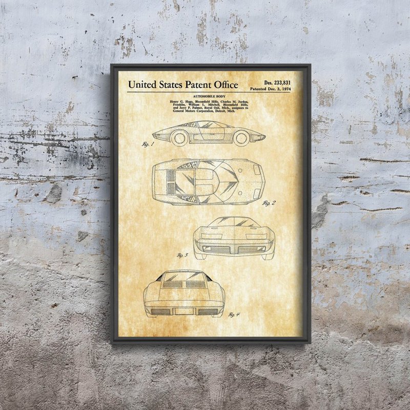 Plagát Americký patent Corvette