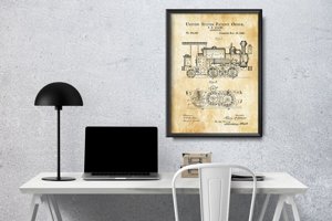 Poster Americký patent Adams Locomotive