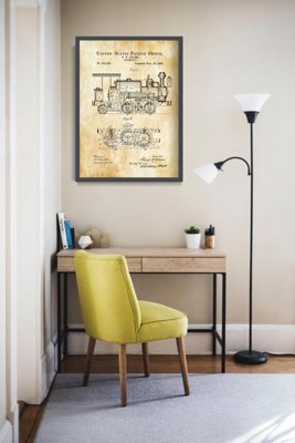 Poster Americký patent Adams Locomotive