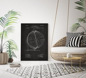 Poster Terrestro Sidereal Globe Patent Grey Nikki Marie Smith