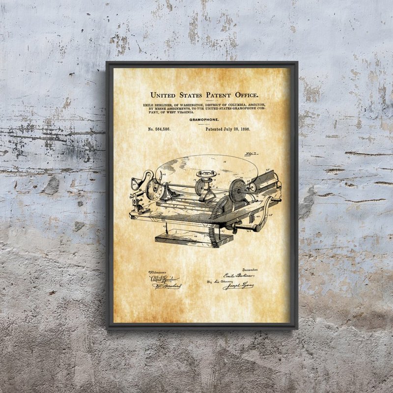 Poster Gramofón Berlínsky patent USA