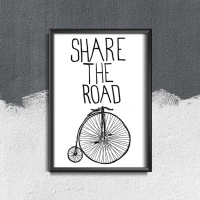Poster Nápis Share the road print