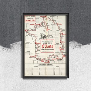 Plagát Plagát s mapou Tour de France