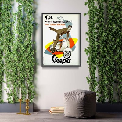 Retro plagát Chante Gilbert Becaud Vespa