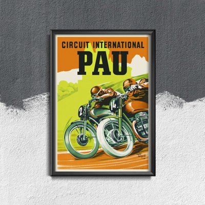 Retro plagát Medzinárodný motocykel Circu Pau