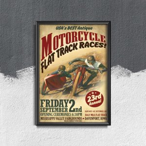 Plagát Motocyklové preteky na plochej dráhe