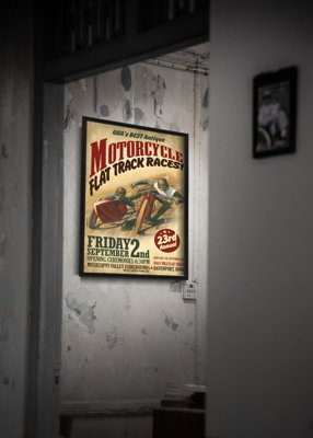 Plagát Motocyklové preteky na plochej dráhe