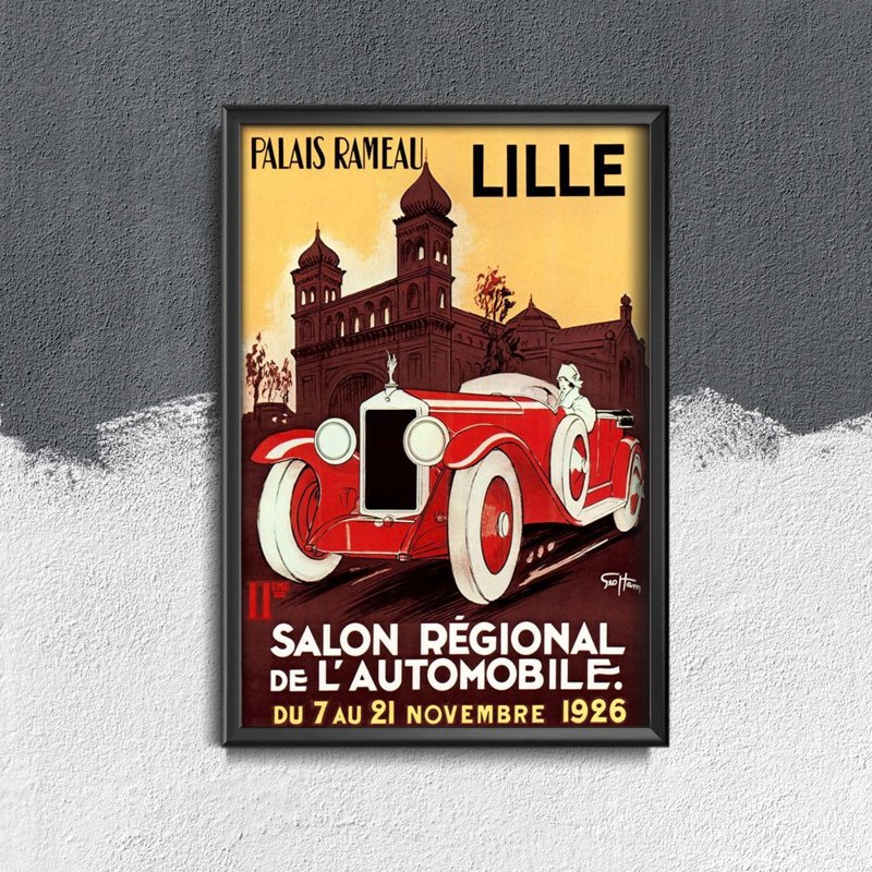 Vintage plagát Palais Rameau Francúzske auto Lille