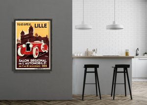 Vintage plagát Palais Rameau Francúzske auto Lille