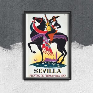 Plagát v retro štýle Fiesta de Primavera v Seville