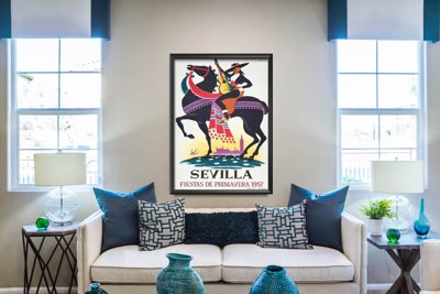 Plagát v retro štýle Fiesta de Primavera v Seville