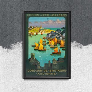 Vintage plagát Bretónsko Francúzsko