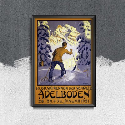 Vintage plagát Adelboden Švajčiarsko