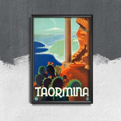 Retro plagát do obývačky Taormina Taliansko