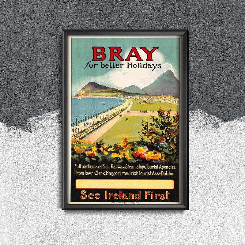 Vintage plagát do obývačky Ireland Bray pre lepšiu dovolenku