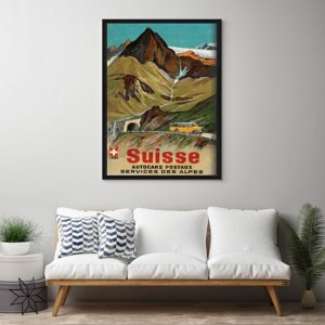 Retro plagát do obývačky Švajčiarske Alpy