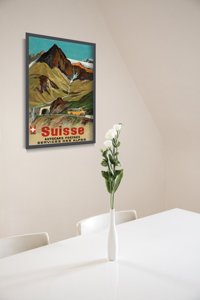 Retro plagát do obývačky Švajčiarske Alpy