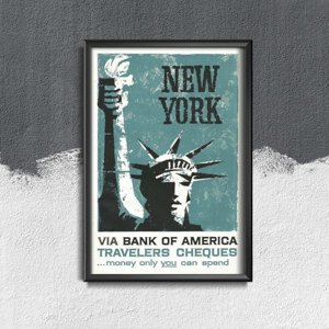 Vintage plagát New York Bank Advertisement Tlač str