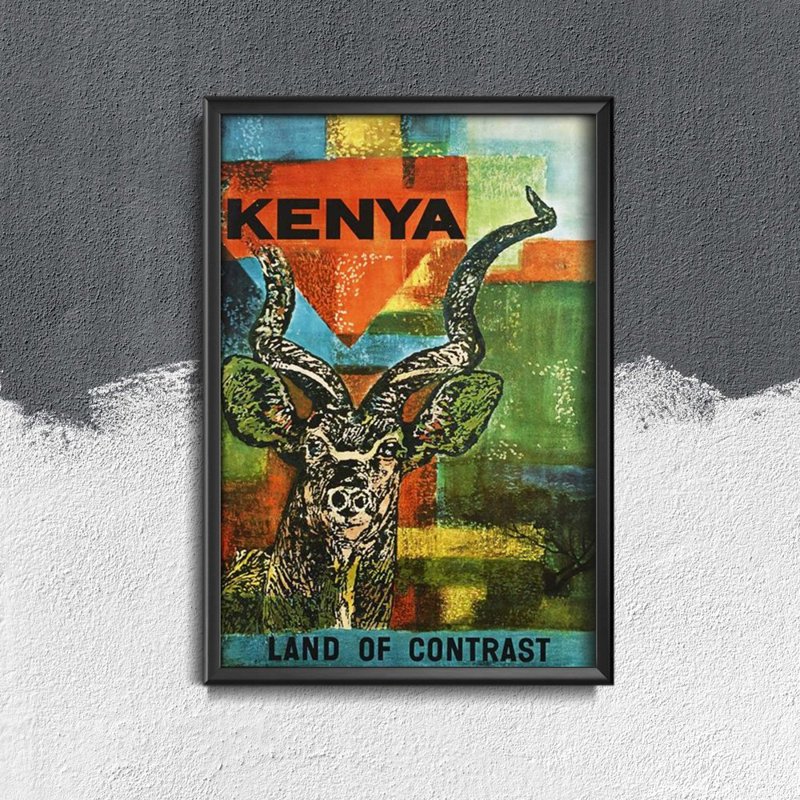 Plagát v retro štýle Keňa Afrika