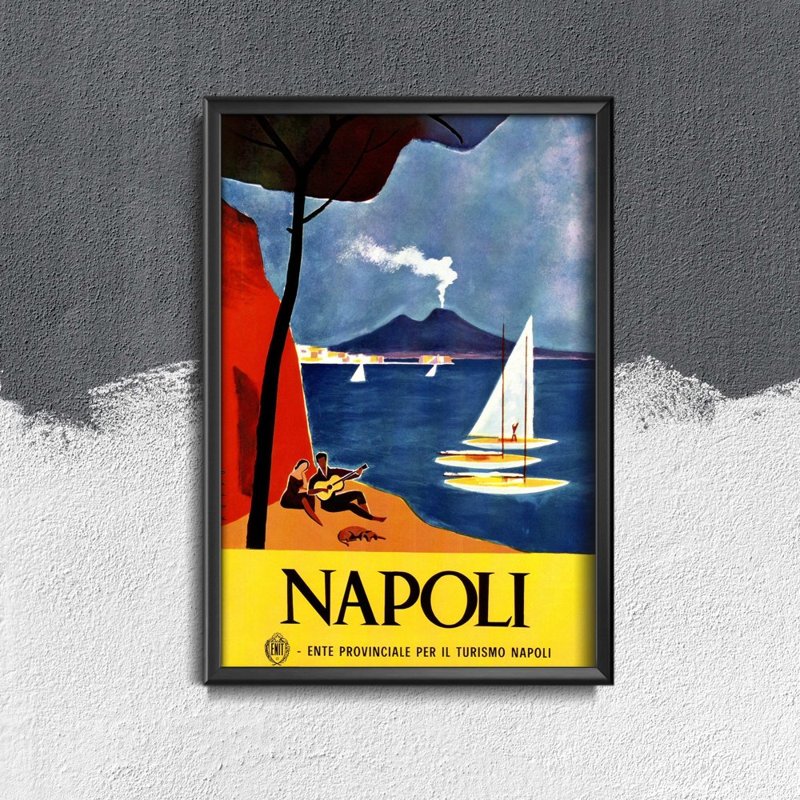Plagát v retro štýle Taliansko Neapol