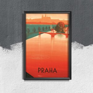 Plagát v retro štýle česká Praha