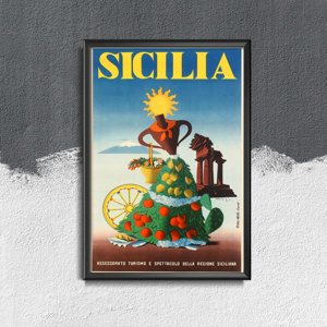 Retro plagát do obývačky Sicília Taliansko