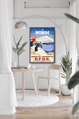 Plagát v retro štýle Nórska lyžovačka