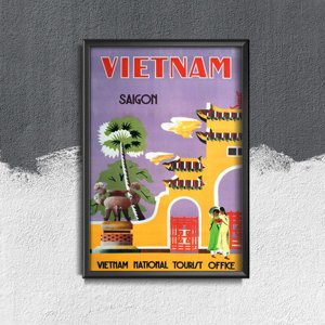 Plagát v retro štýle Vietnamský národný turista Saigon